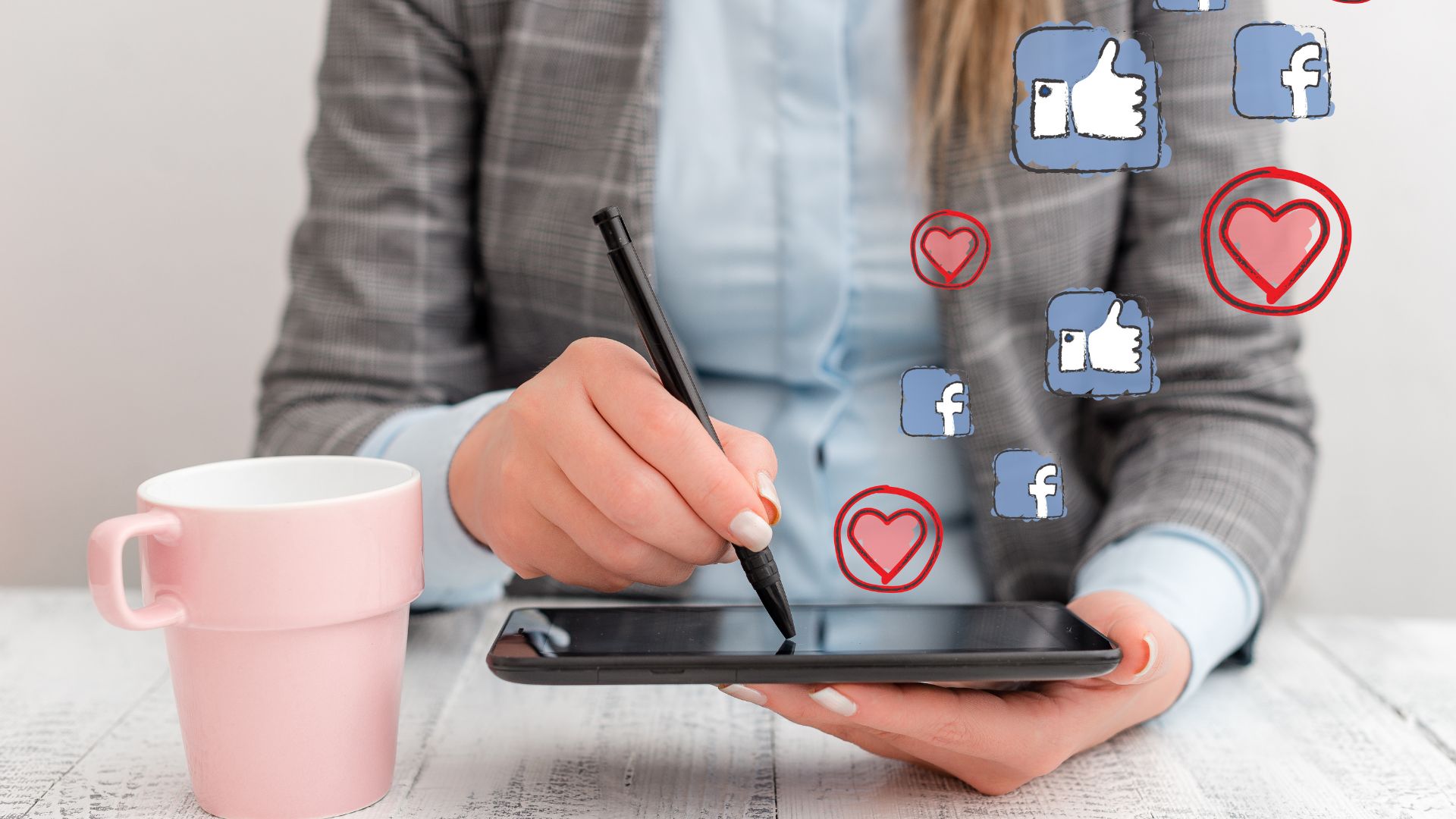 Tablet with social media icons