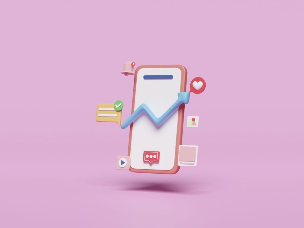 Phone with rising social media growth