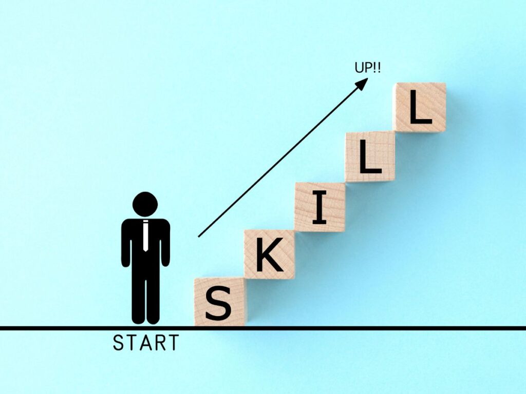 Skill blocks rising like steps