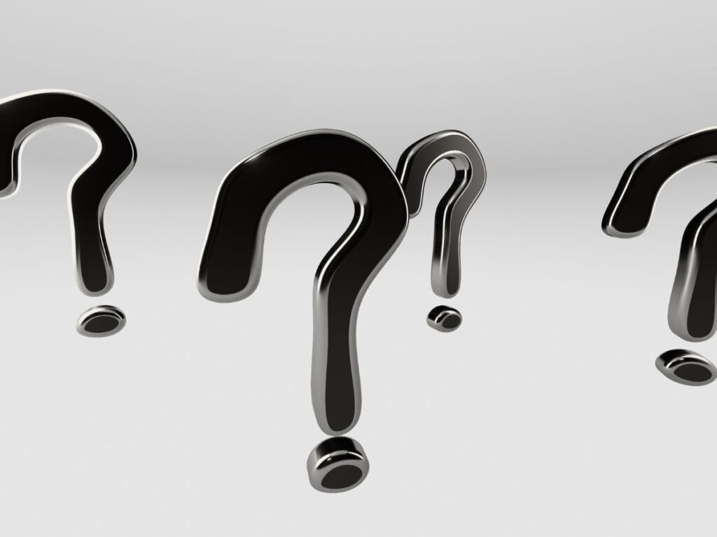Black 3D question marks on a light gray background.