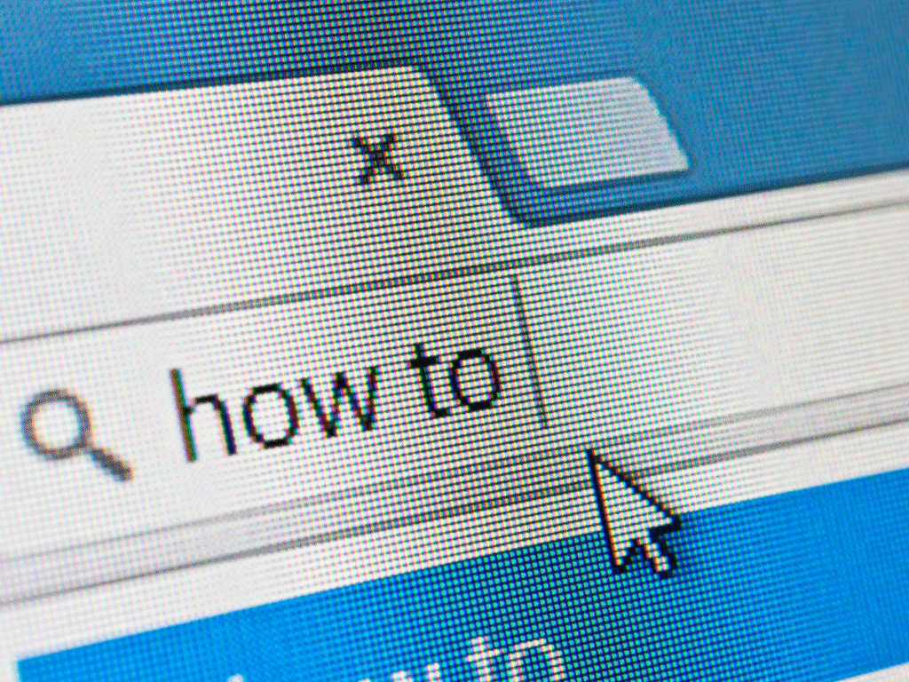 Close-up of browser search bar with the text “how to”.