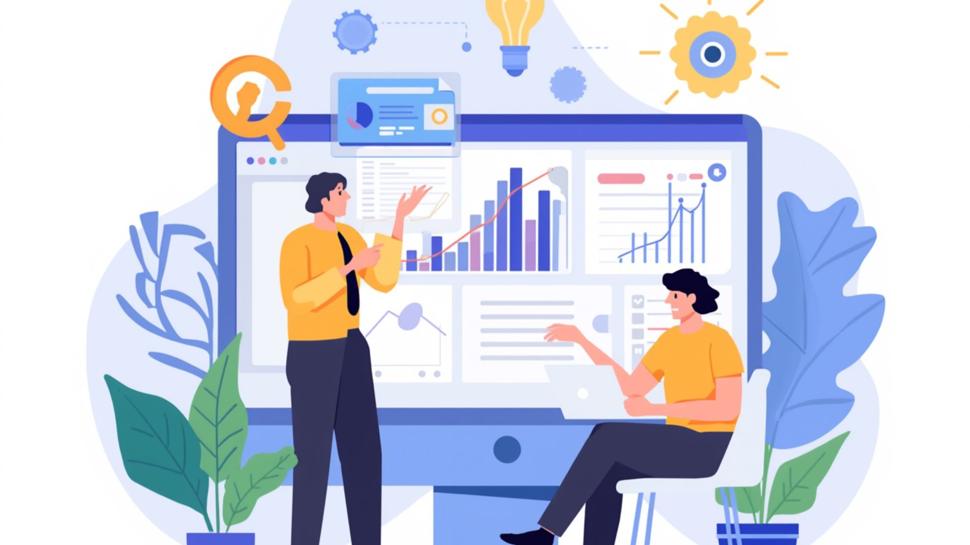 Team reviewing SEO portfolio charts