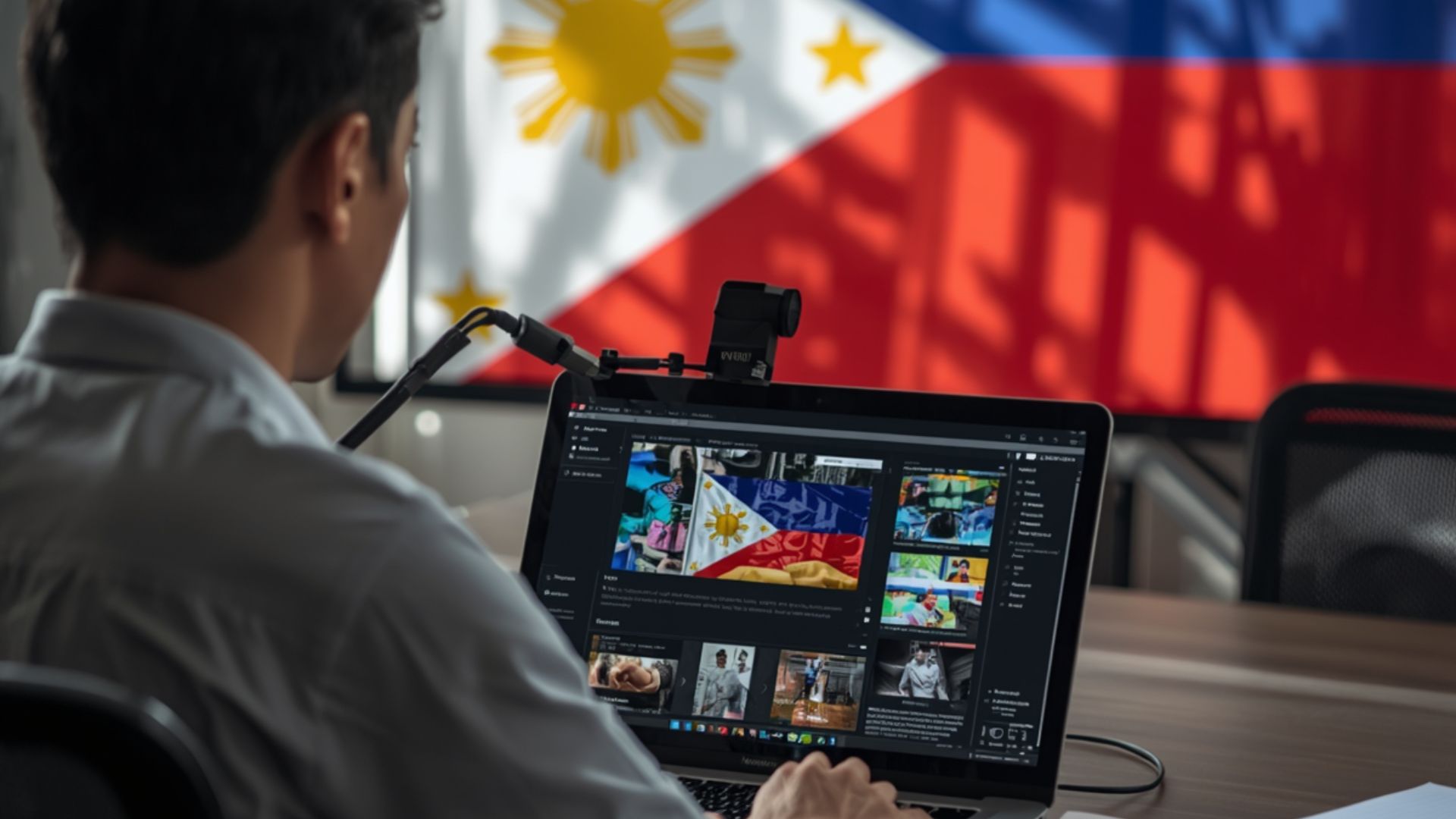 Person browsing Philippine news on a laptop.