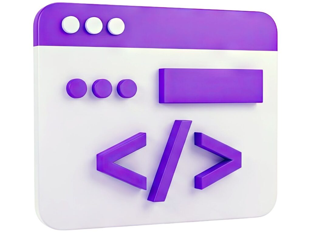 3D browser window with code symbols.