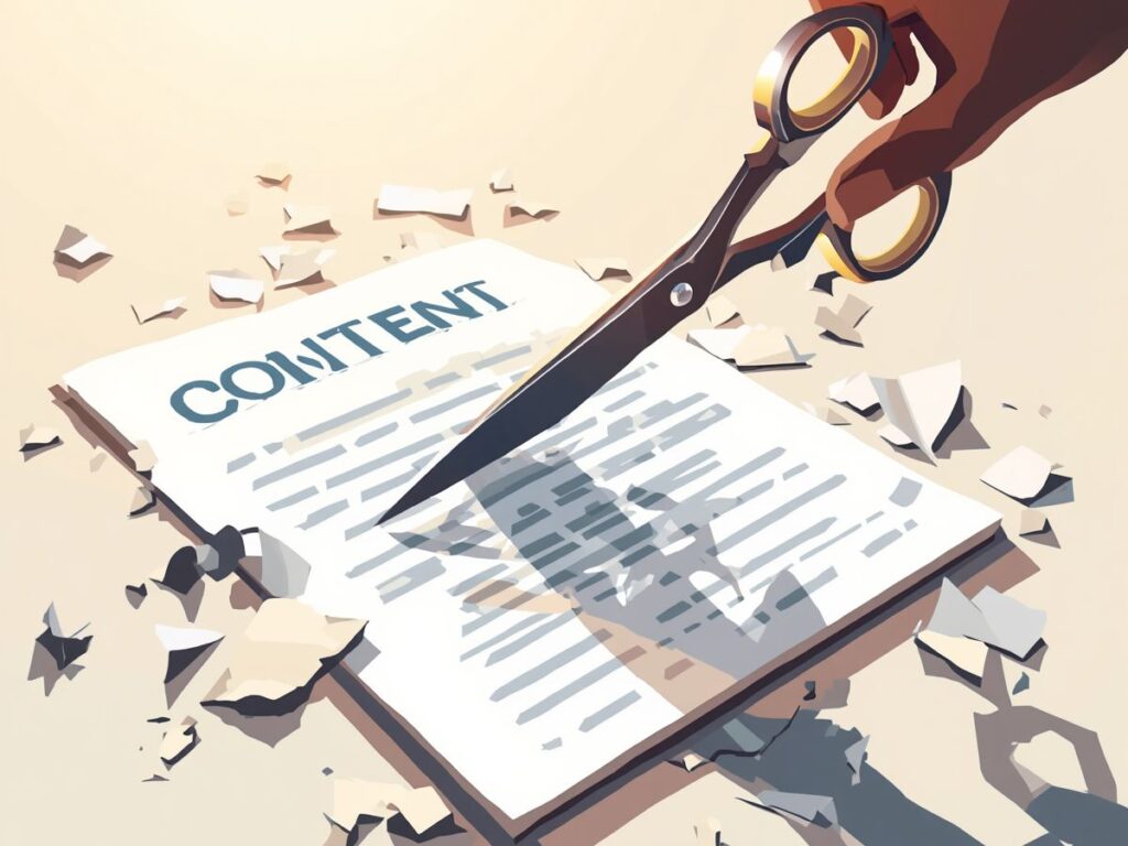 Scissors cutting weak content.