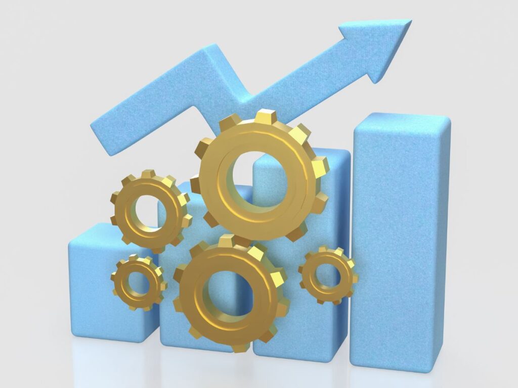 Growth chart with gears.