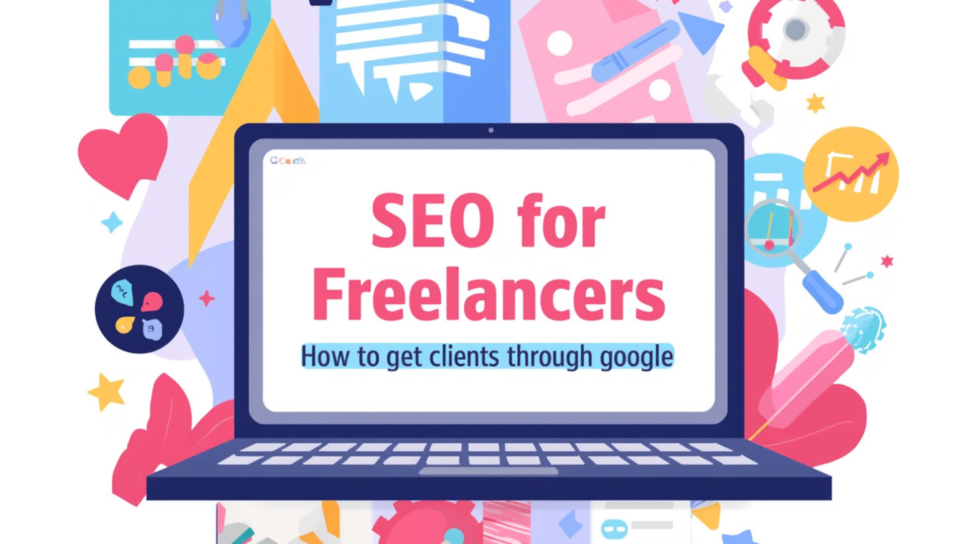 Laptop showing SEO tips for freelancers