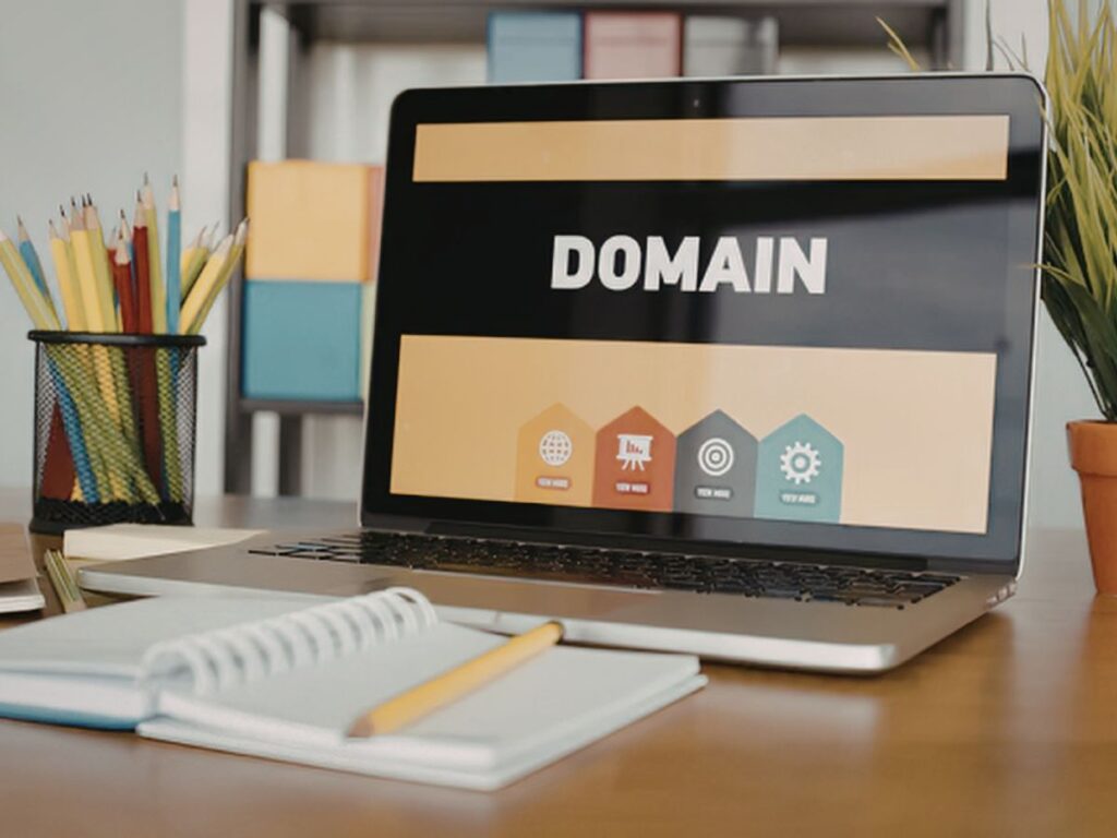 Laptop screen displaying “Domain.”
