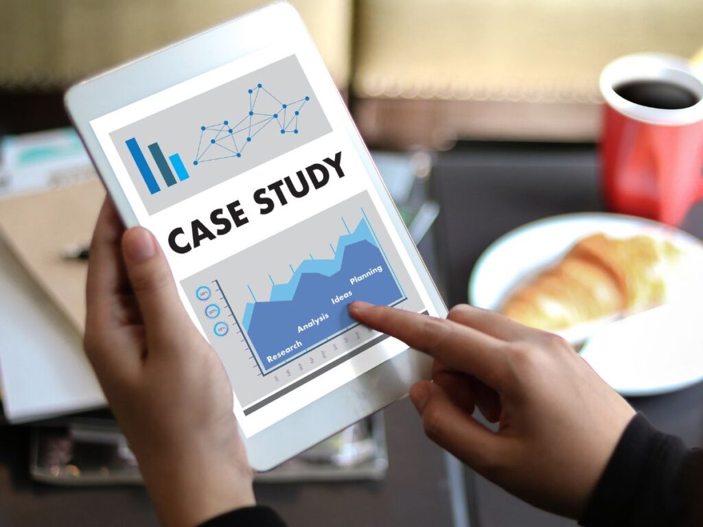 Tablet showing a case study report