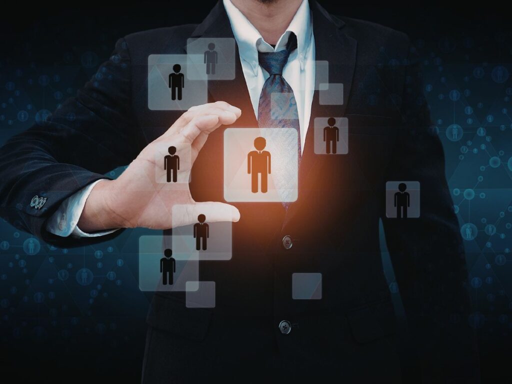 Businessperson selecting project profiles