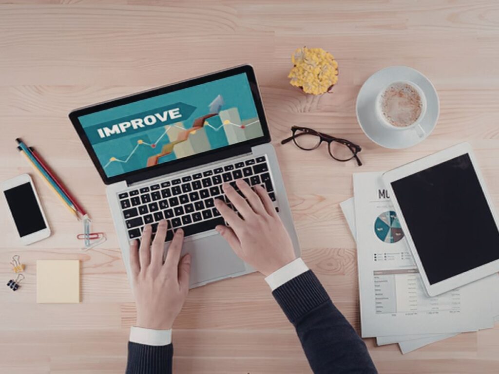 Person improving performance on laptop.