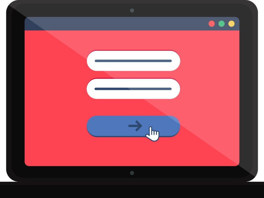 Tablet screen showing a login form
