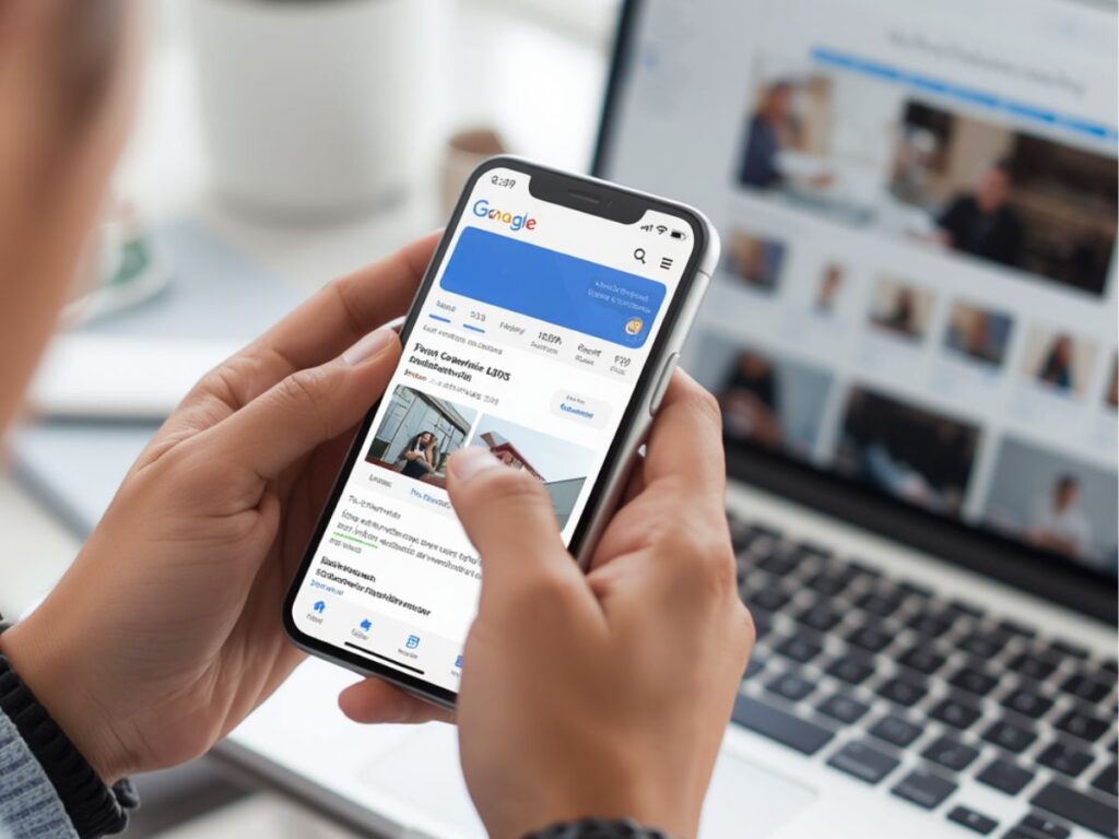 User browsing Google results on a smartphone.