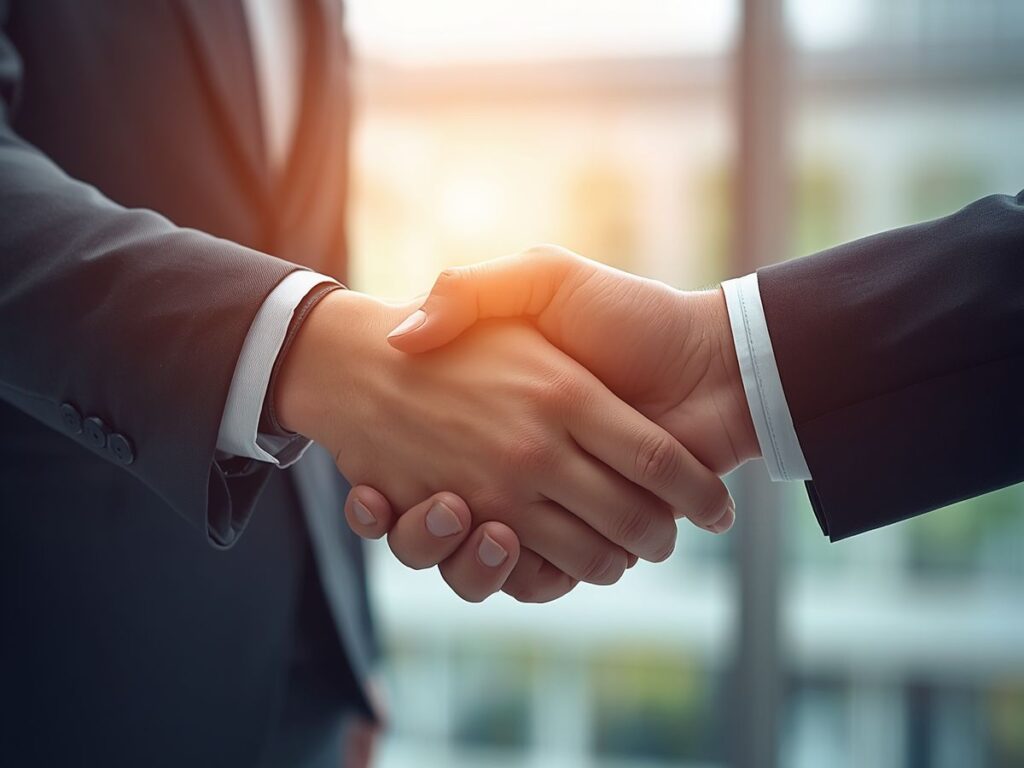 Close-up of a business handshake.