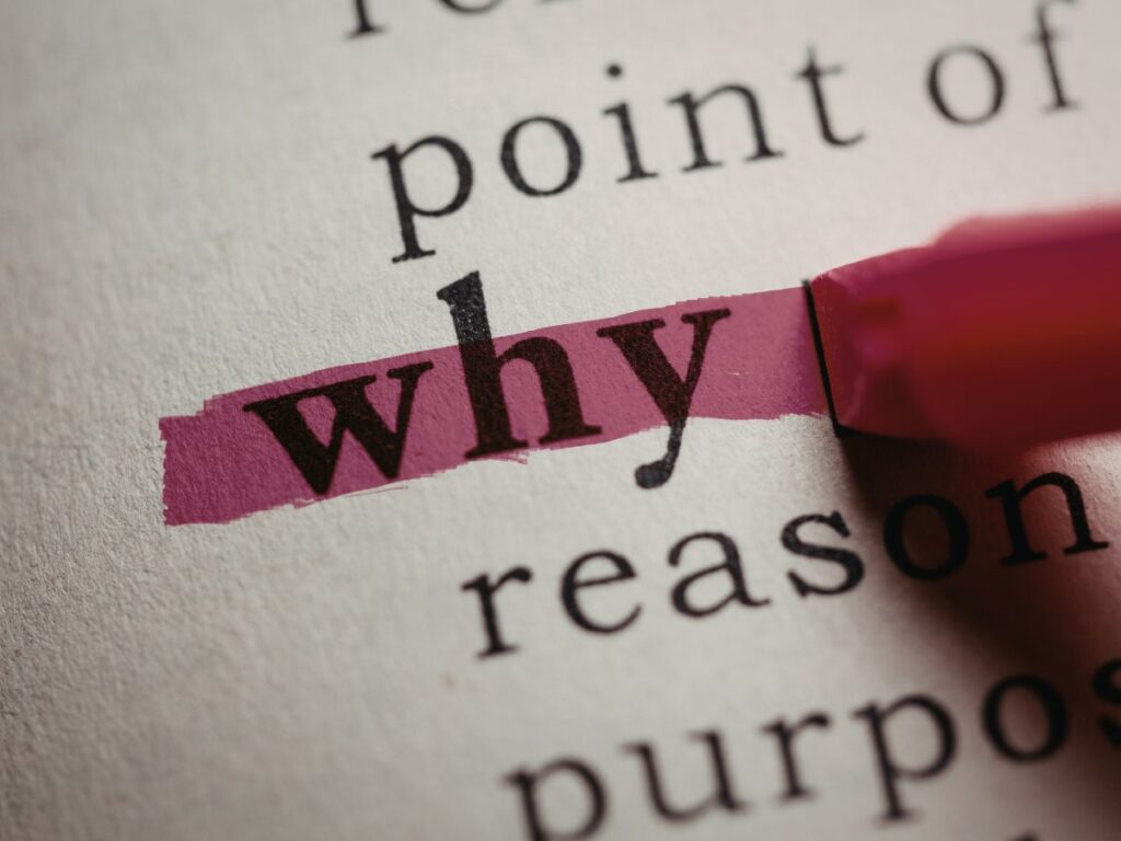 Word “why” highlighted on a page.