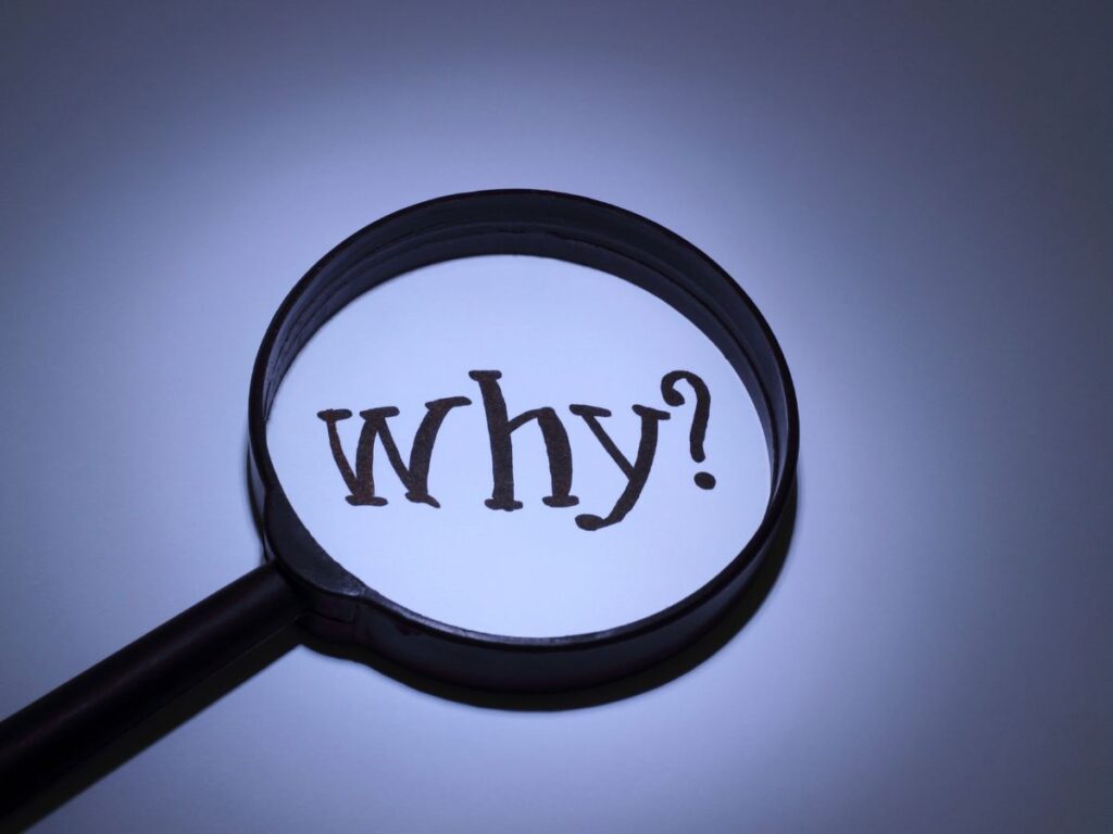 Magnifier highlighting the word “why?”