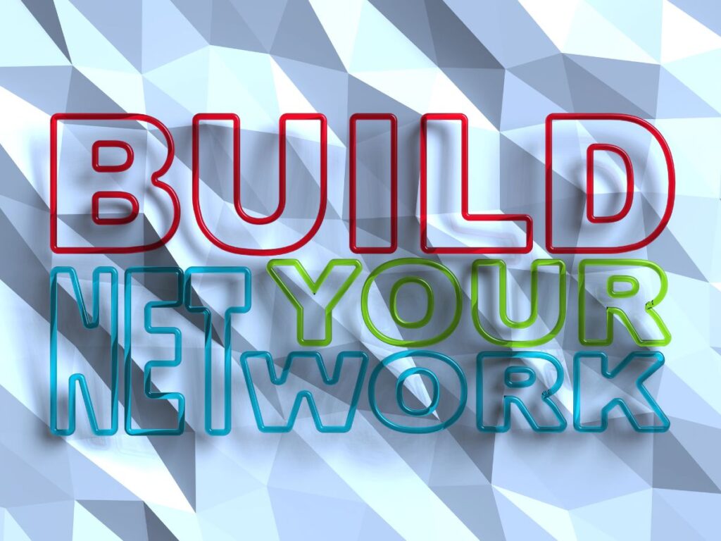 Colorful “Build Your Network” text graphic