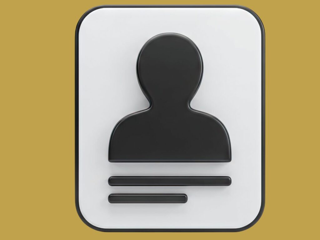 Black profile icon on a white square button