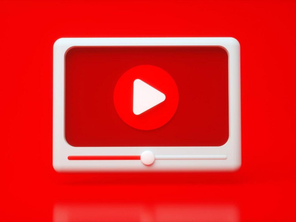 3D video player icon with play button